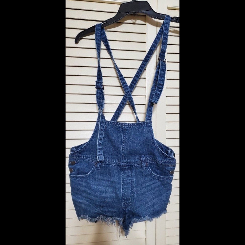 Free People Denim Short Overalls